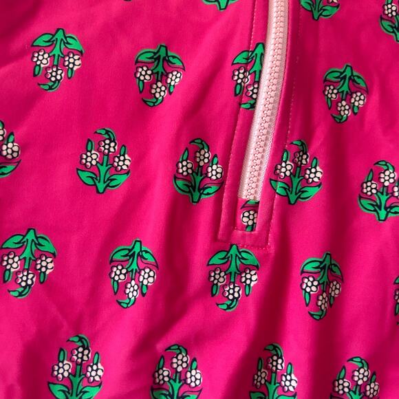 Crewcuts Girl's Block Print Long Sleeve Zippered Rash Guard Swimsuit 8 New - Picture 2 of 6